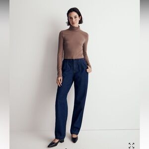 Madewell ribbed super crop turtleneck top in castle rock